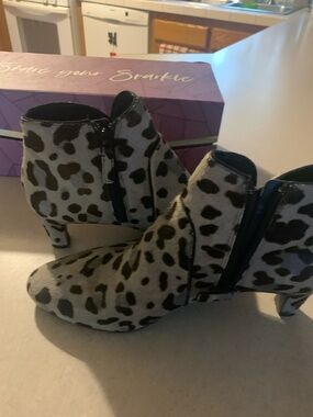 Cole Haan Leopard Print Ankle Booties - Taupe and Black